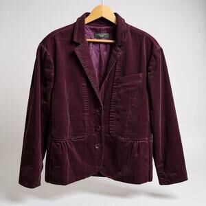 Talbots Corduroy Blazer 20W Maroon Purple Stretch Jacket Workwear Fall Layering